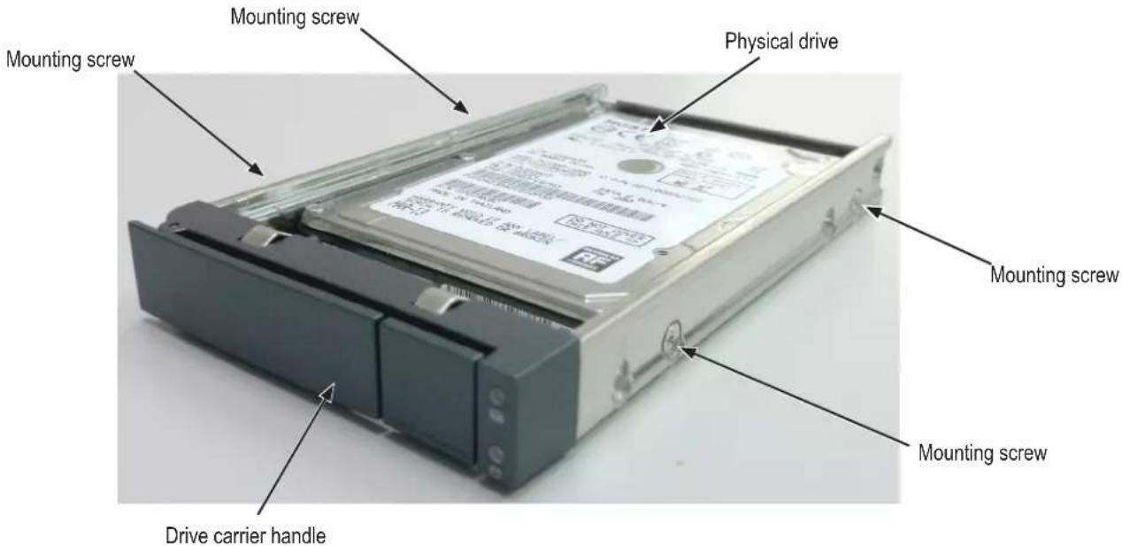 Mounting screw Mounting screw Physical drive Mounting screw Mounting screw Drive carrier handle