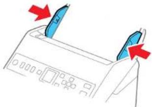 Diagram of a device with two blue blades and red arrows indicating direction (no text or symbols)