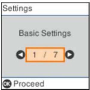 Settings Basic Settings 1 / 7 Proceed