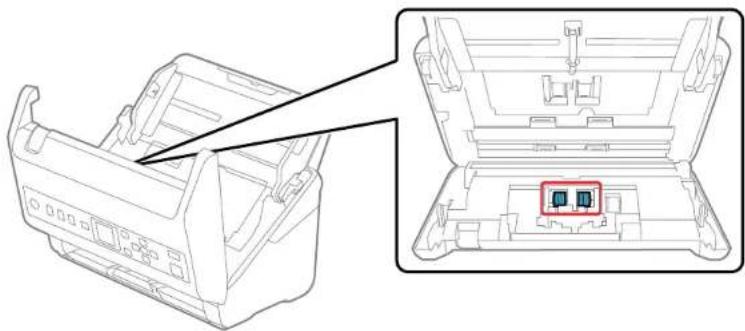 Technical line drawing of a mechanical component with an inset close-up showing internal structure (no text or symbols)