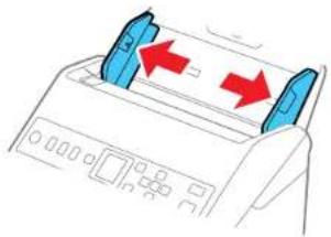 Illustration of a printer with two blue doors and red arrows indicating flow or movement (no text or symbols).