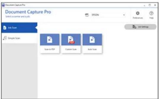Document Capture Pro Select a semester and audio EPS20% Preferences Help Auto Scan Simple Scan Save to PDF Custom Scan Auto Scan Job Settings