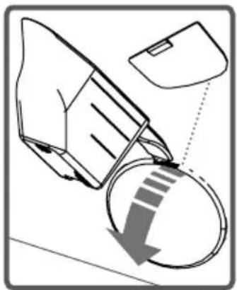 Diagram showing a car with a circular arrow and a downward arrow, no text or symbols present