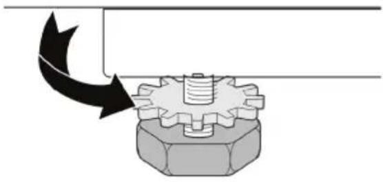Mechanical diagram showing a gear assembly with a nut and shaft, no text or symbols present