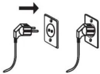 Diagram showing two electrical plug connections with a socket, indicating installation or disassembly process.