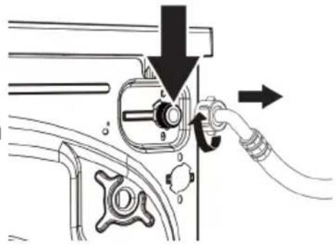 Mechanical assembly diagram showing a valve mechanism with arrows indicating direction (no text or symbols)