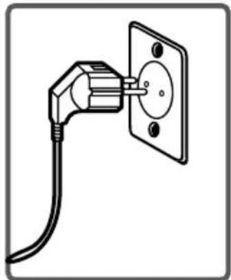 Simple line drawing of an electrical outlet with a plug and socket (no text or symbols)