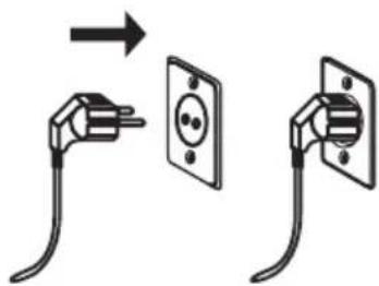 Diagram showing two electrical plug connections with a socket, indicating installation or disassembly process.