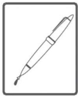 Line drawing of a pen with a handle and spout, enclosed in a square frame (no text or symbols)