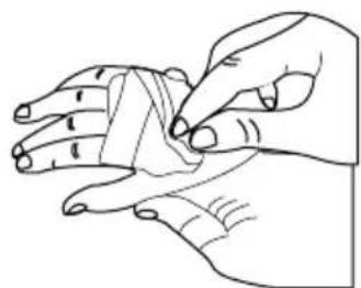 Line drawing of two hands performing a finger manipulation or massage technique (no text or symbols)