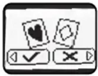 Icon set with checkmark and cross symbols, likely representing a media control or interface