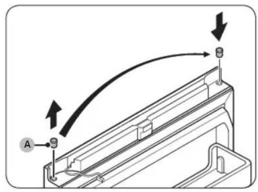 Technical diagram showing a mechanical component with labeled point A and directional arrows indicating motion or flow.
