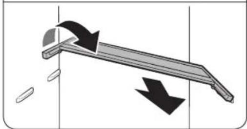 Diagram of a mechanical lever mechanism with directional arrows indicating motion.