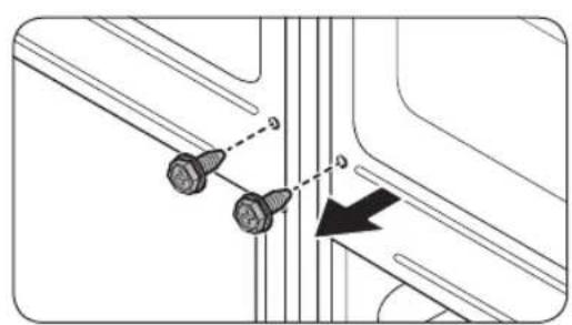 Technical diagram showing two screw fasteners connected to a vertical pipe with an arrow indicating direction (no text or symbols)