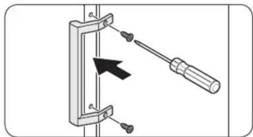Diagram of a screwdriver inserted into a bracket with a black arrow indicating direction (no text or symbols).