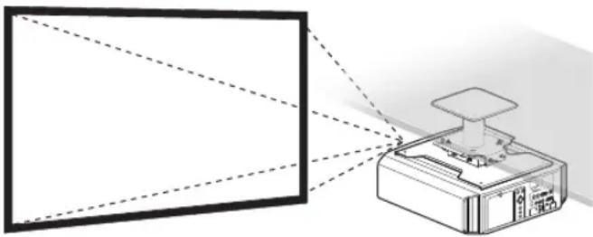 Diagram showing light rays projecting off a device into a rectangular frame (no text or symbols)