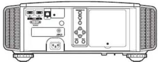 Front view of a portable electronic device with front panel, buttons, and ventilation grilles (no visible text or symbols)