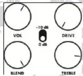 VOL -10 dB 0 dB DRIVE BLEND TREBLE