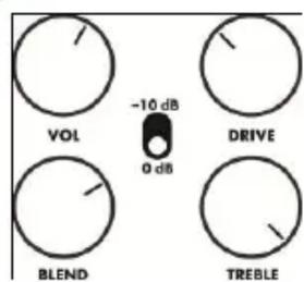 VOL -10 dB DRIVE 0 dB BLEND TREBLE