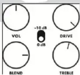 VOL -10 dB 0 dB DRIVE BLEND TREBLE