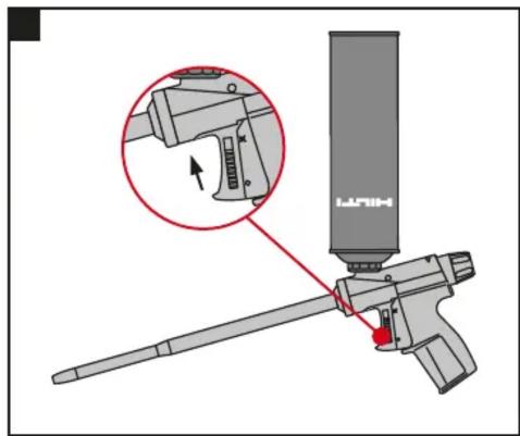 Schéma montrant un assemblage d'arme à feu avec un agrandissement en médaillon du composant inséré, étiqueté avec 'L-100' et une flèche directionnelle.