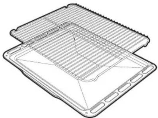 Technical line drawing of a layered electronic device with grid and ventilation slots.