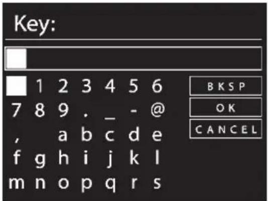 Key: 1 2 3 4 5 6 7 8 9 . _ - @ , a b c d e f g h i j k l m n o p q r s B K S P O K C A N C E L