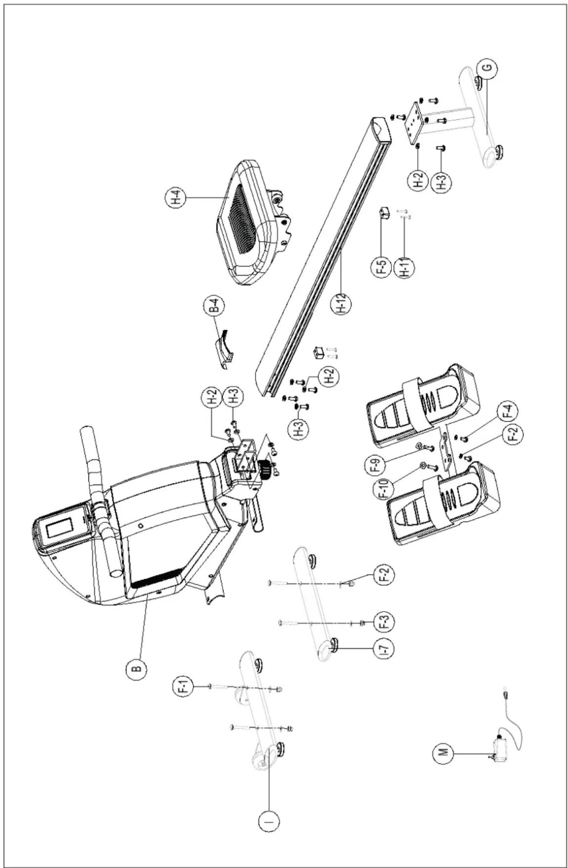 Technical diagram of a mechanical device with labeled parts, including exploded and assembled views