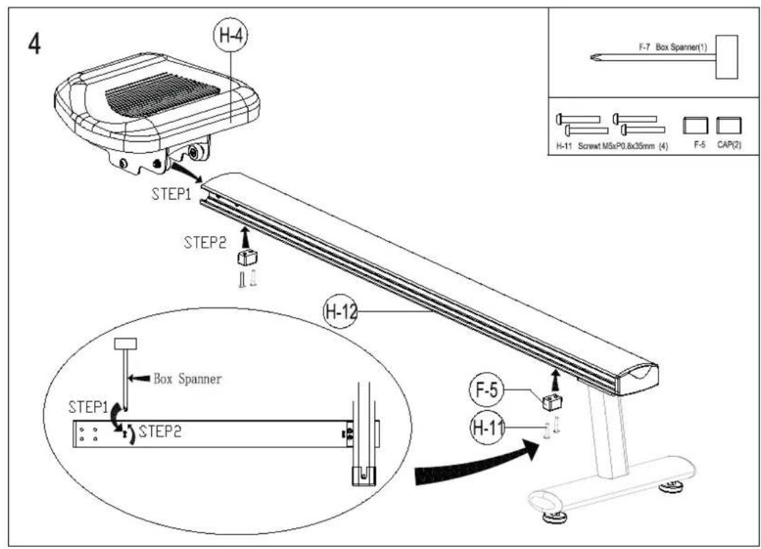 H-4 STEP1 STEP2 H-12 STEP1 Box Spanner STEP2 F-7 Box Spanner(1) H-11 Screw M5xP0.8x35mm (4) F-5 CAP(2) F-5 H-11