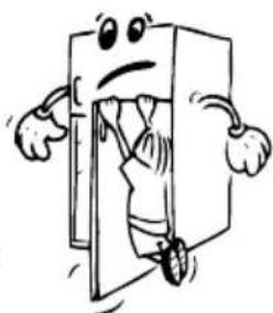 Cartoon illustration of a character opening a door (no text or symbols)