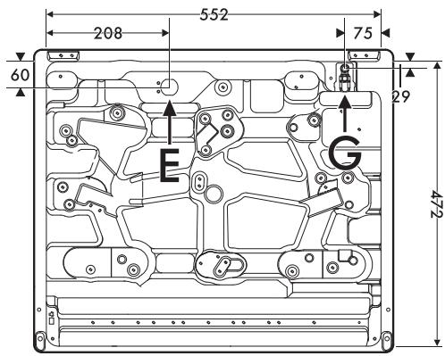 SMEG SR775OT - Ingombri: ubicazione allacciamento gas ed elettrico (misure espresse in millimetri) - 1