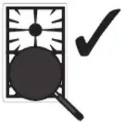 Simple icon showing a magnifying glass over a grid with a checkmark (no text or symbols)