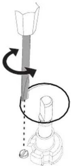 Diagram showing a mechanical assembly with a cylindrical component and a rotating shaft, no text or symbols present.