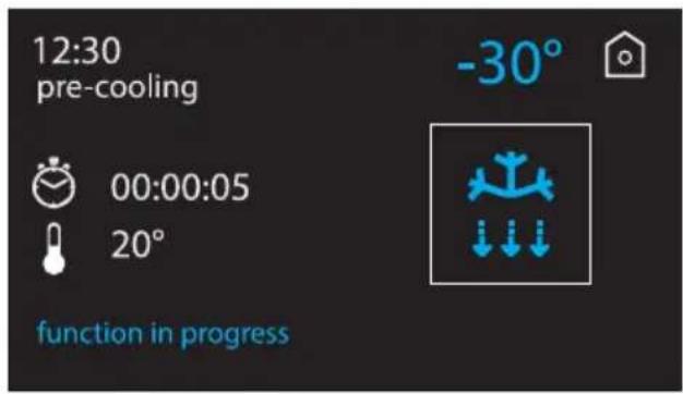 12:30 pre-cooling 00:00:05 20° function in progress -30°
