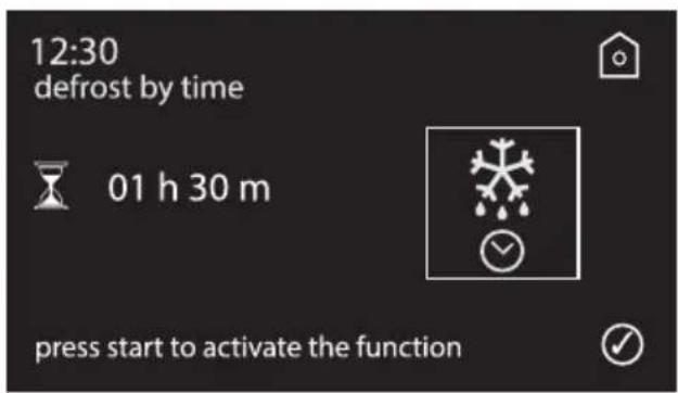 12:30 defrost by time 01 h 30 m press start to activate the function