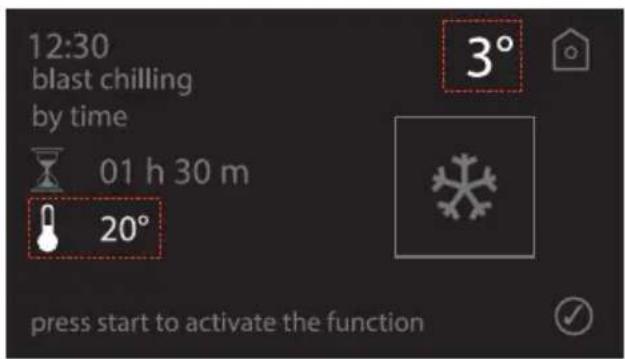 12:30 blast chilling by time 01 h 30 m 20° press start to activate the function 3°