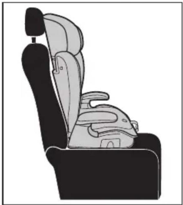 Side view illustration of a car seat with black and gray seats (no text or symbols)