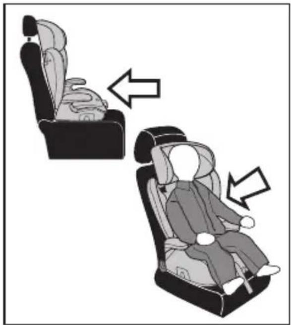 Illustration of two car seatbelt seats with arrows indicating seat movement (no text or symbols)