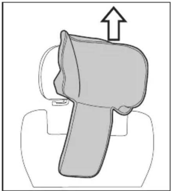 Diagram of a mechanical component with an upward arrow indicating motion or force (no text or symbols present)