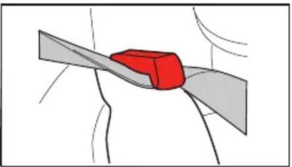 Diagram of a red 3D object being held by two gray bands, no text or symbols present