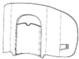Simple line drawing of a door with an arched opening and a small protrusion on the right side (no text or symbols)
