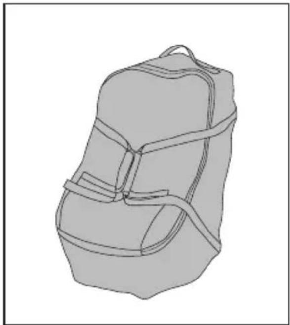 Line drawing of a backpack with straps and straps (no text or symbols)