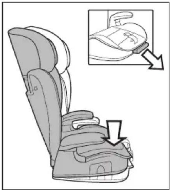 Illustration of a car seatbelt device with an inset showing the seatbelt being lifted (no text or symbols present)