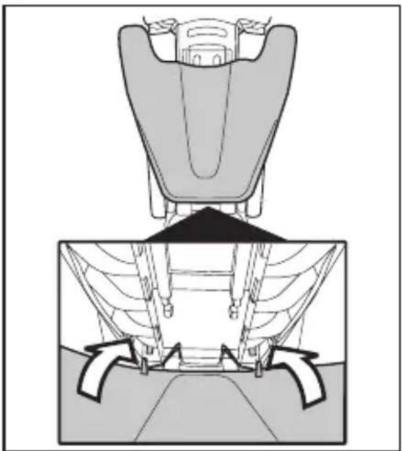 Technical diagram showing a mechanical assembly with a top view and a side-view cross-section (no text or symbols)