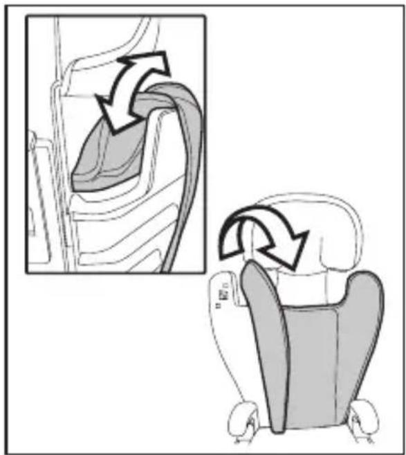 Illustration of a car seat with airflow arrows indicating movement, showing internal seating and seat positioning (no text or symbols)
