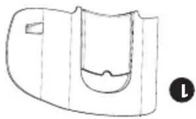 Simple line drawing of a U-shaped object with a small protrusion and a label 'L' in the corner (no text or symbols on the object itself)