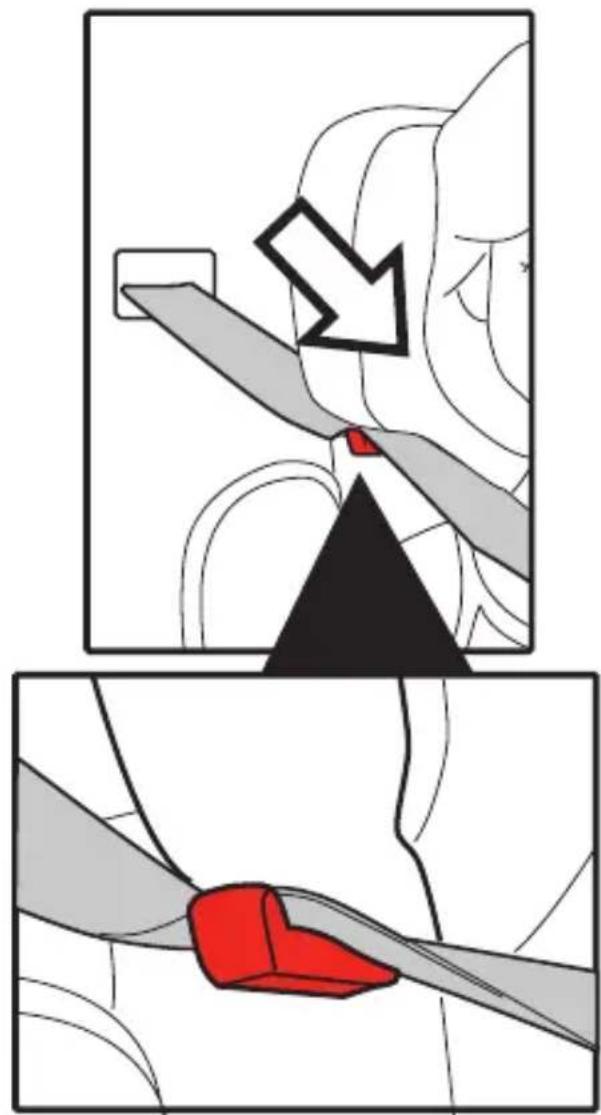 Diagram illustrating a mechanical or safety procedure with labeled components and directional arrows, showing two states of a gear or switch mechanism.