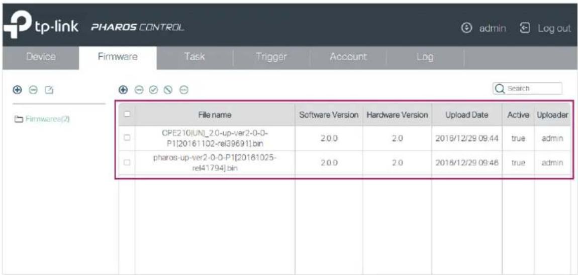 tp-link PHAROS CONTROL Device Firmware Task Trigger Account\Log Firmware(2) File name Software Version Hardware Version Upload Date Active Uploader CPE210(JUN)_2.0-up-ver2-0-0-P1[20161102-rel39691].bin 2.0.0 2.0 2016/12/29 09:44 true Martin pharos-up-ver2-0-0-P1[20161025-rel41794].bin 2.0.0 2.0 2016…