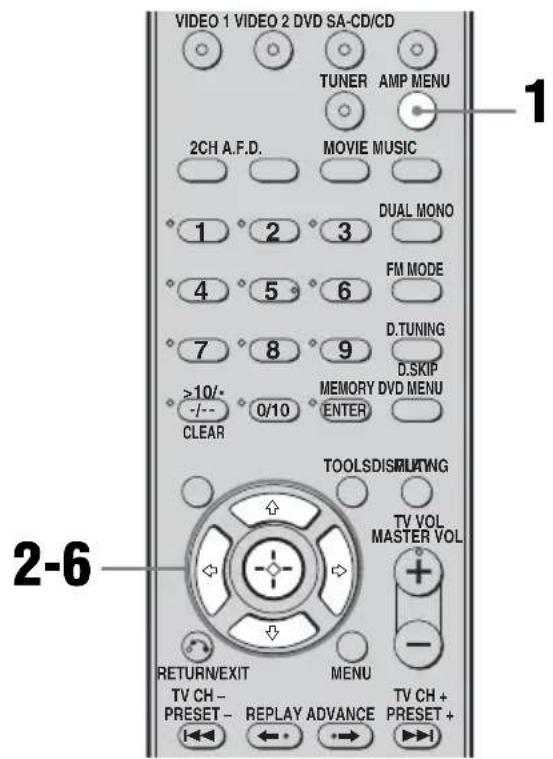 VIDEO 1, VIDEO 2, DVD, SA-CD/CD, TUNER, AMP MENU, 2CH, A.F.D., MOVIE, MUSIC, 1, 2, 3, DUAL MONO, 4, 5, 6, FM MODE, 7, 8, 9, D.TUNING, ≥10/-, MEMORY, DVD MENU, CLEAR, 0/10, ENTER, TOOLS, DISTRIBUTING, TV VOL, MASTER VOL, RETURN/EXIT, MENU, TV CH -, REPLAY, ADVANCE, TV CH +, PRESET +, PRESET +, 2-6