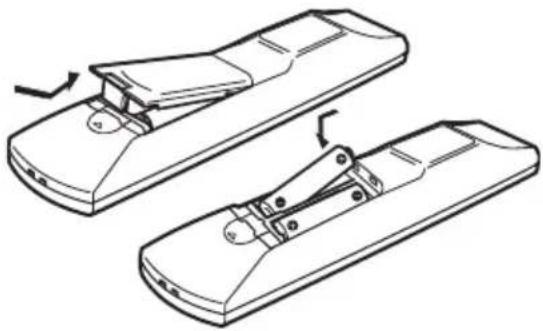 Technical line drawing of a remote control device with two views showing internal components (no text or symbols)